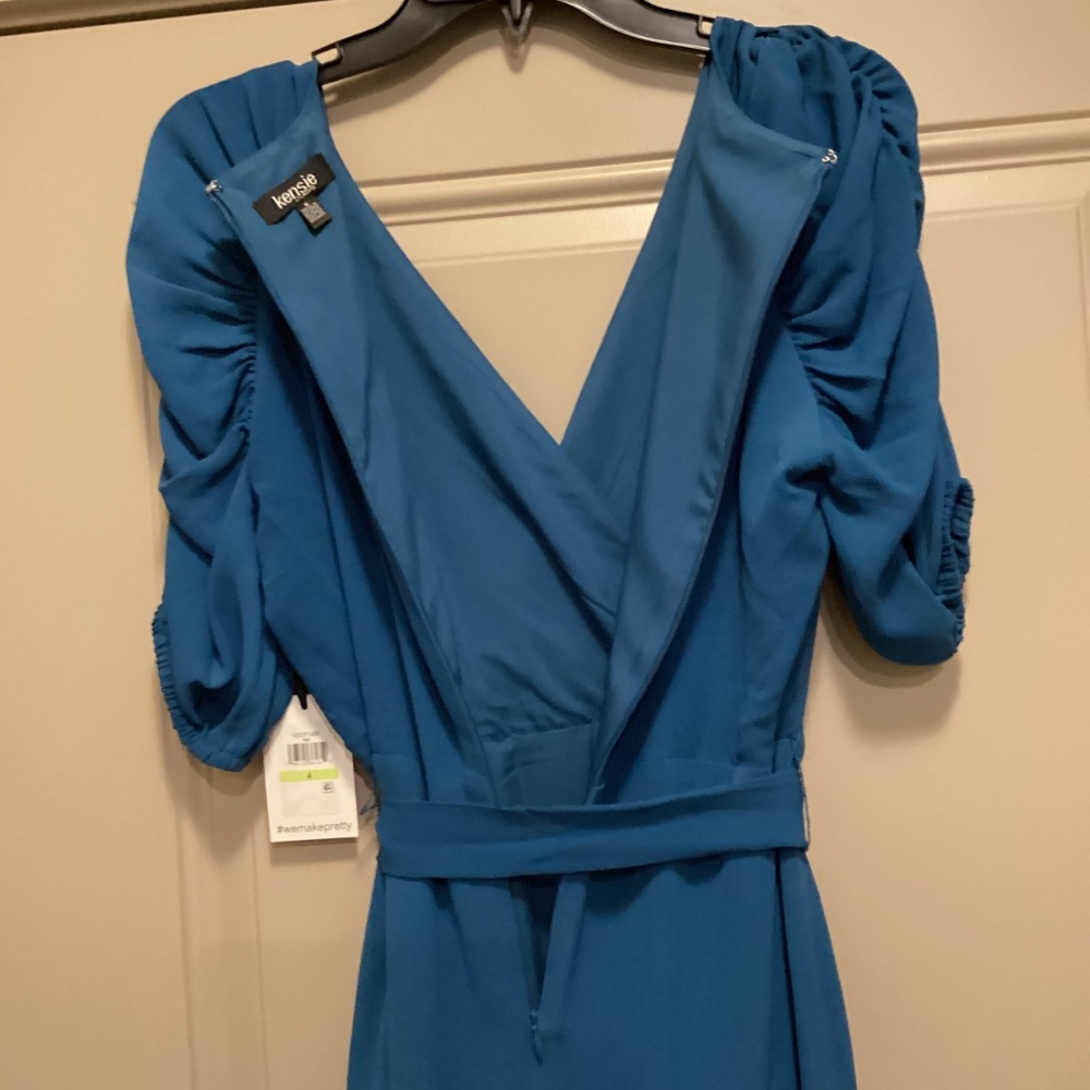 Kensie Pebble Puff Sleeve Crepe Faux Wrap Dress, size 4 - Picture 11 of 16